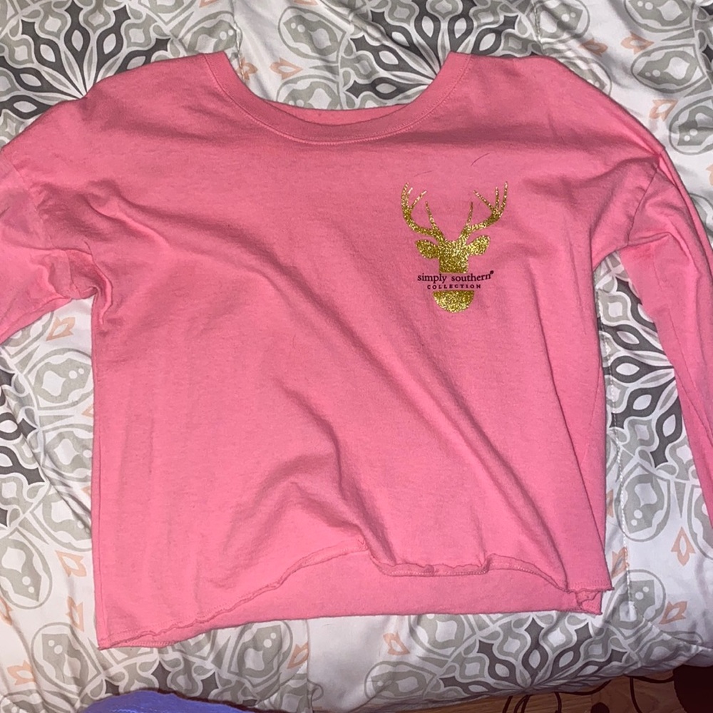 pink cropped simply southern christmas t shirt